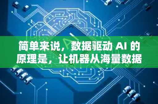 简单来说，数据驱动 AI 的原理是，让机器从海量数据中自动发现规律、模式和知识，并利用这些发现来做出预测、决策或生成内容，而不是依靠人类专家手动编写固定的规则和逻辑